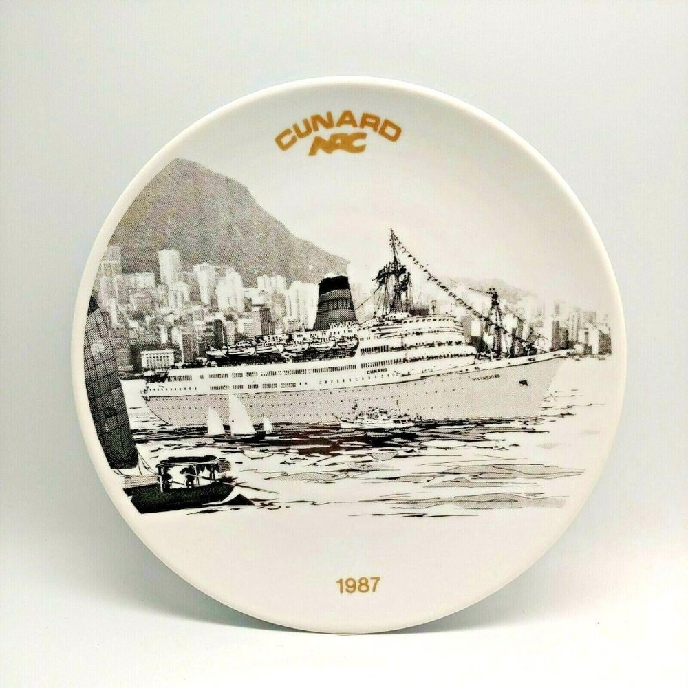 Cunard Sagafjord Cruise 1987 Captains Collectors Plate Norway